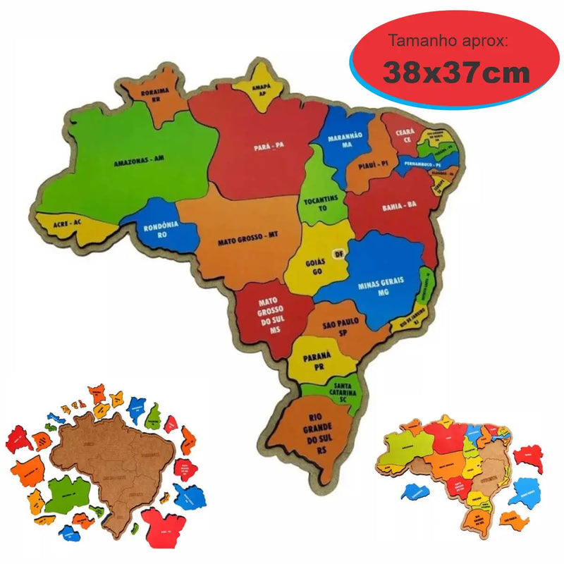 Mapa do Brasil Educativo - Quebra cabeça Pedagógico 38x37cm