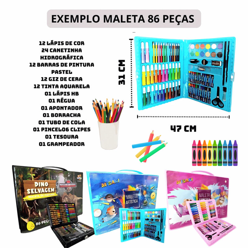 Estojo Maleta Pintura Infantil Kit 48 a 150 peças