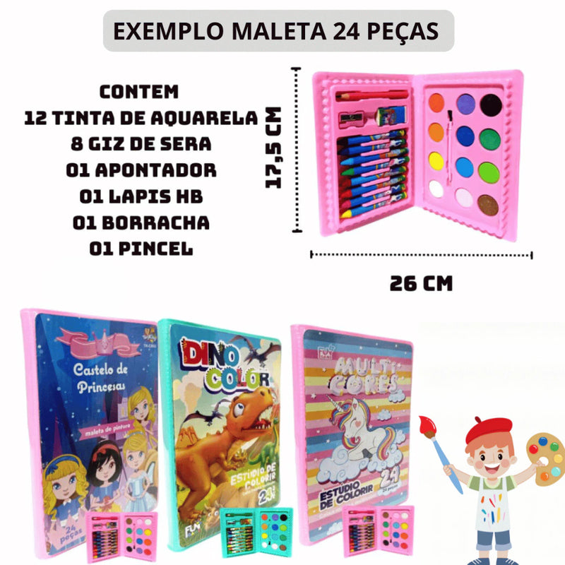 Estojo Maleta Pintura Infantil Kit 48 a 150 peças