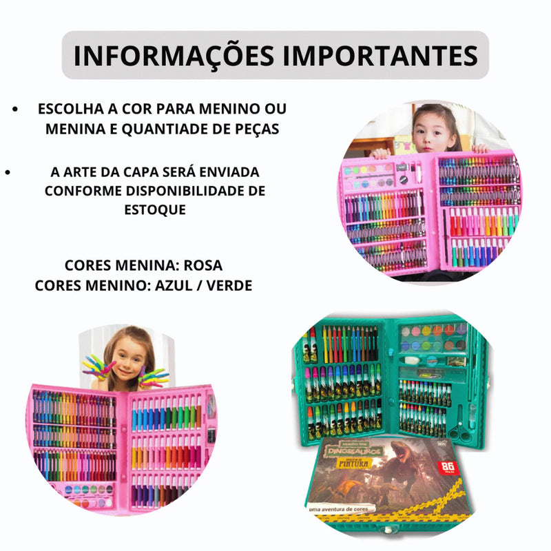 Estojo Maleta Pintura Infantil Kit 48 a 150 peças